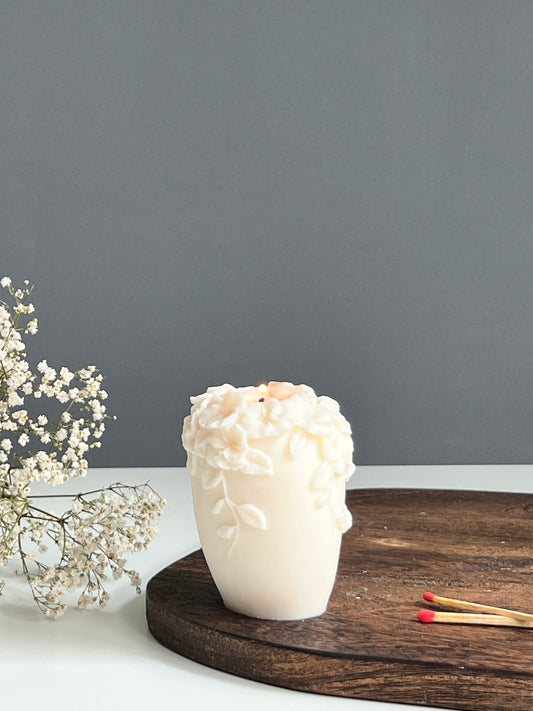 Vase mit Blumen - Deko Kerze