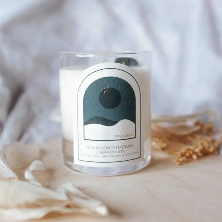 New Moon Crystal Intention Candle