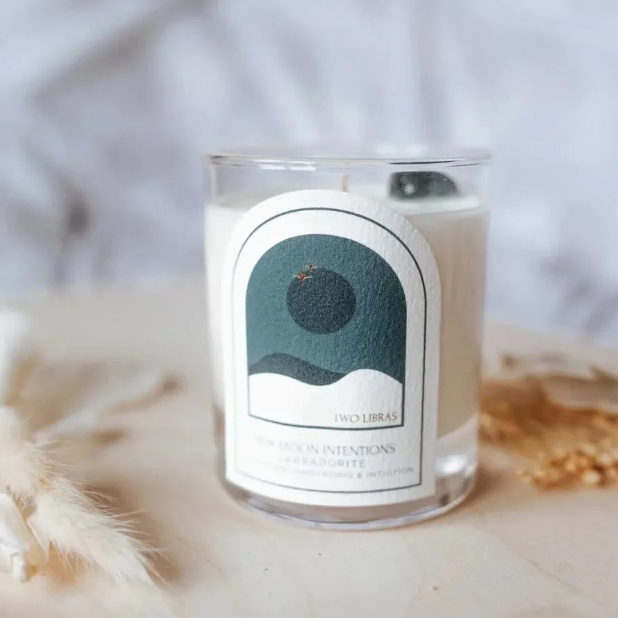 New Moon Crystal Intention Candle