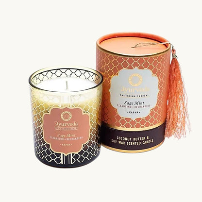 Ayurveda Kerze "Kapha" im Glas - Salbei Minze