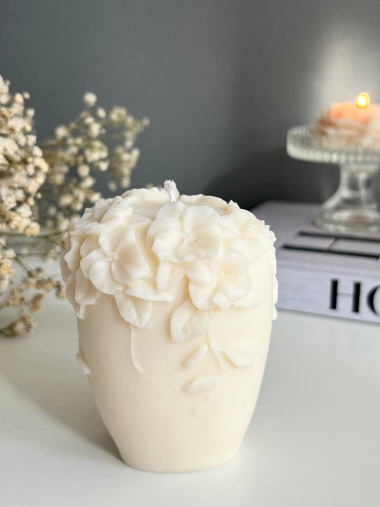 Vase mit Blumen - Deko Kerze